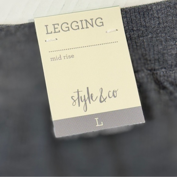 π Style & Co Ribbed Leggings Charcoal Heather Large Super Soft Mid-Rise Stretch - Picture 14 of 16